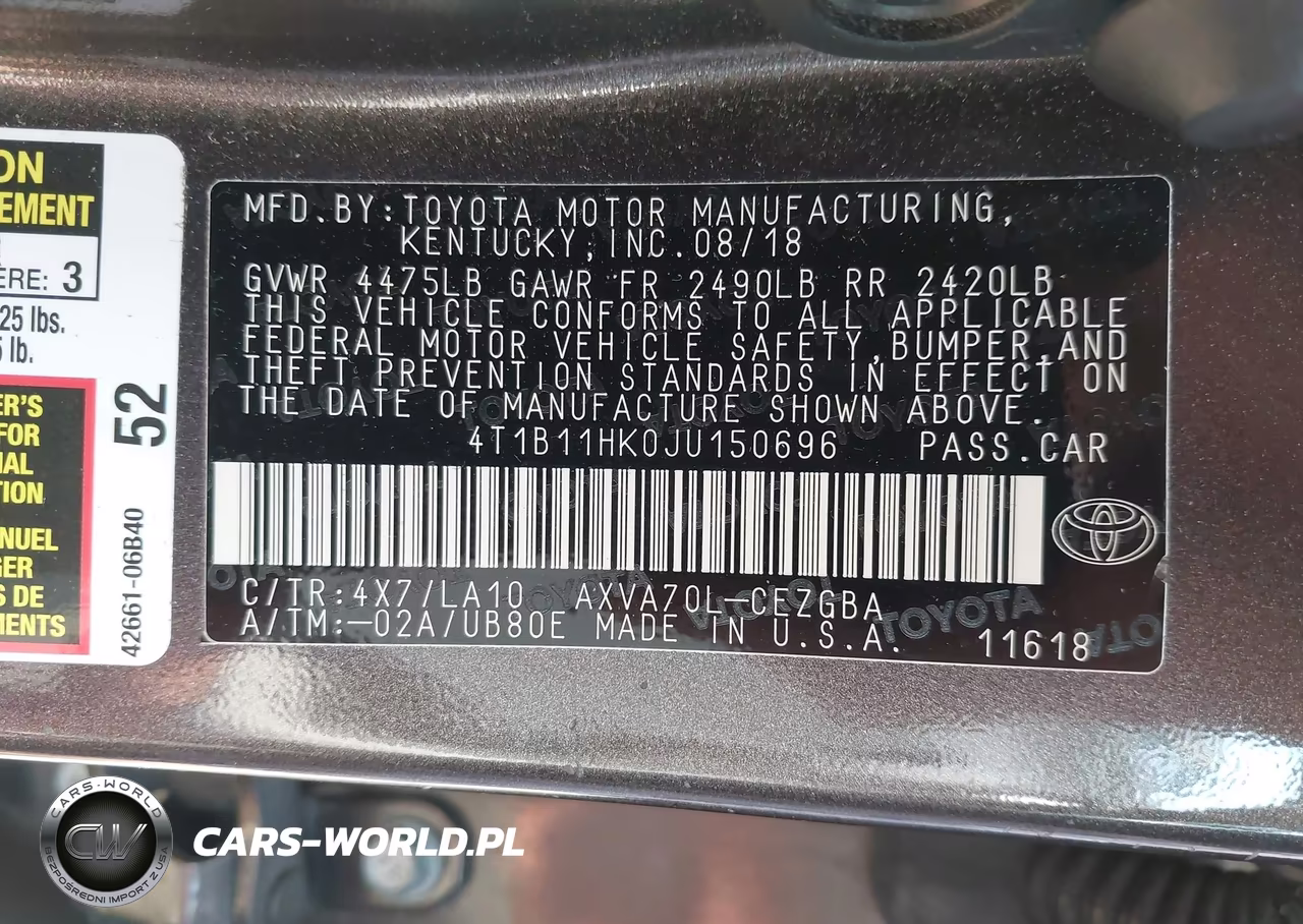 2018 Toyota Camry Xle VIN:4T1B11HK0JU150696 - 9