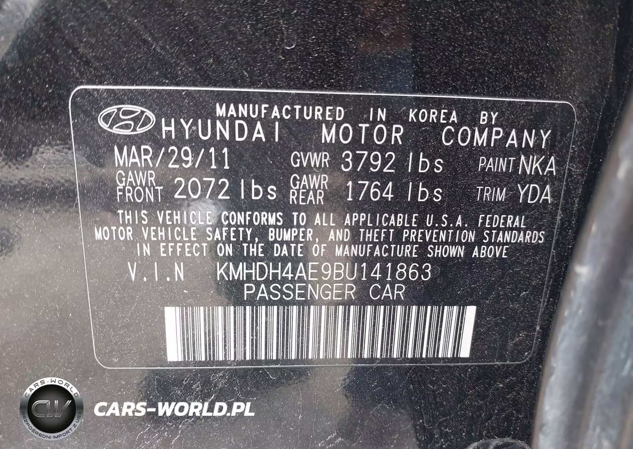 2011 Hyundai Elantra Limited (Ulsan Plant) VIN:KMHDH4AE9BU141863 - 9