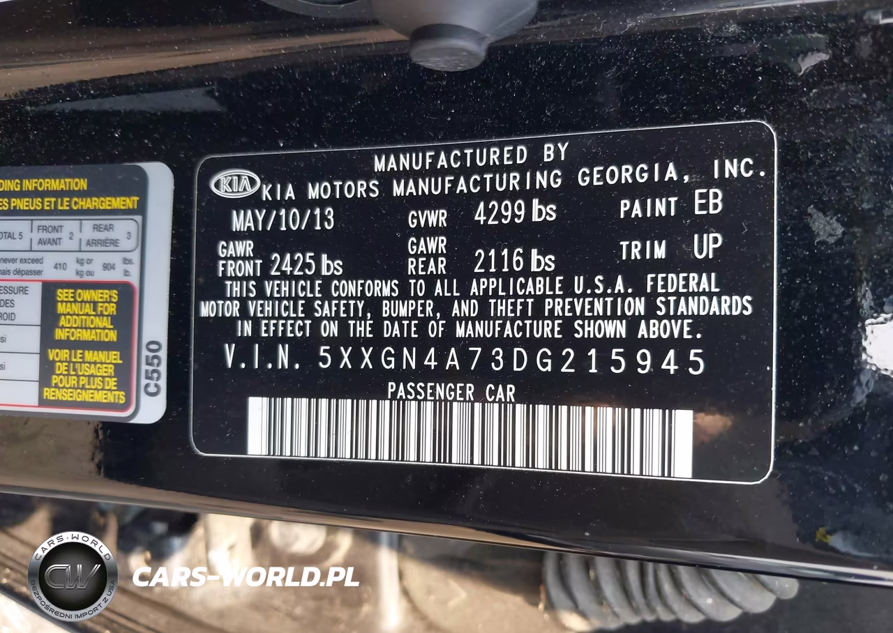 2013 Kia Optima Ex VIN:5XXGN4A73DG215945 - 9