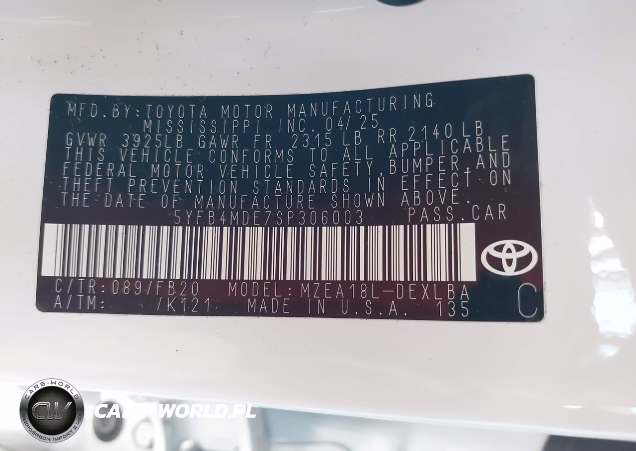 2025 Toyota Corolla Le VIN:5YFB4MDE7SP306003 - 9