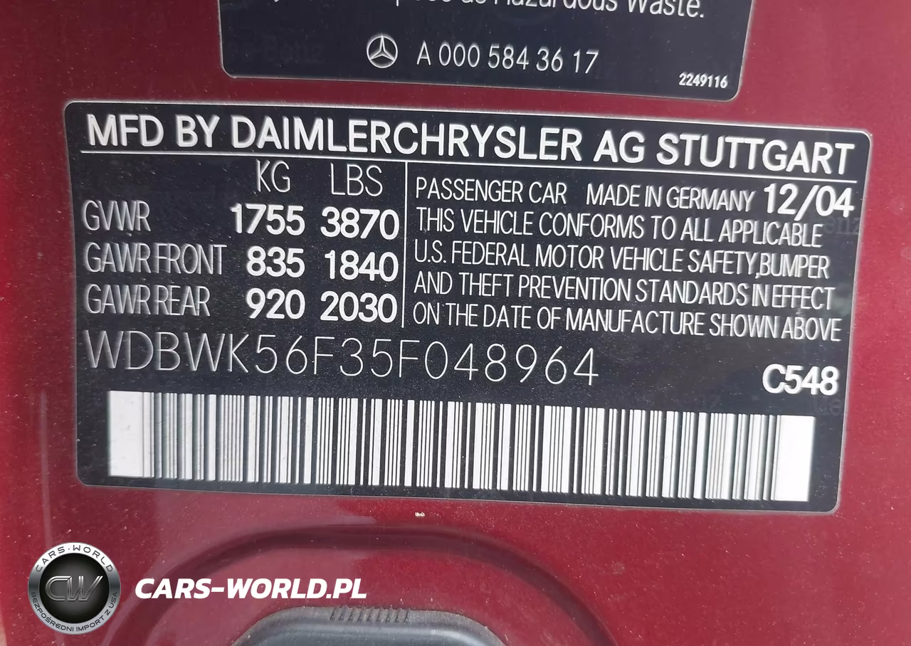 2005 Mercedes-Benz Slk 350 VIN:WDBWK56F35F048964 - 9