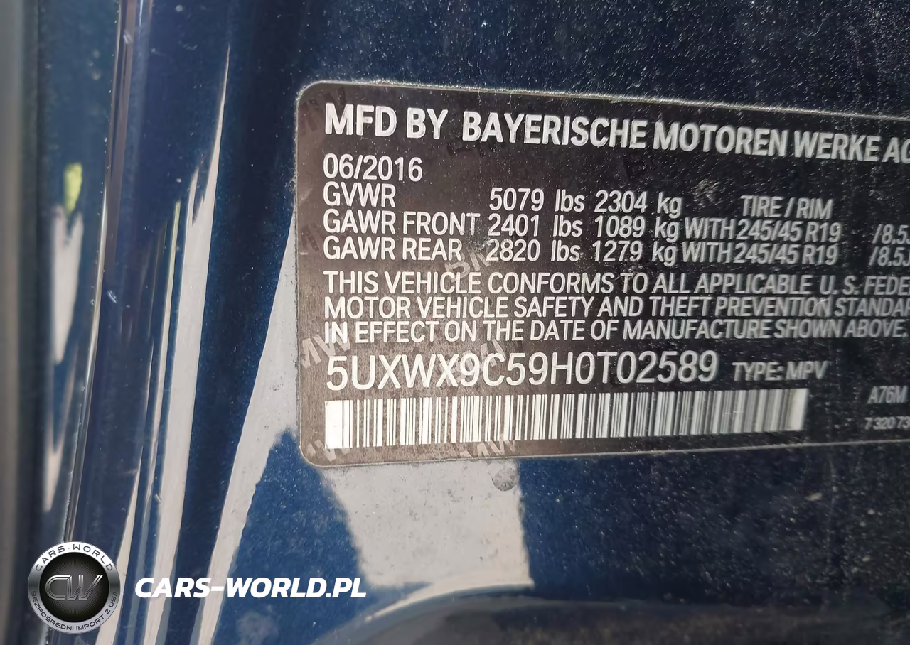 2017 BMW X3 xDrive28I VIN:5UXWX9C59H0T02589 - 9