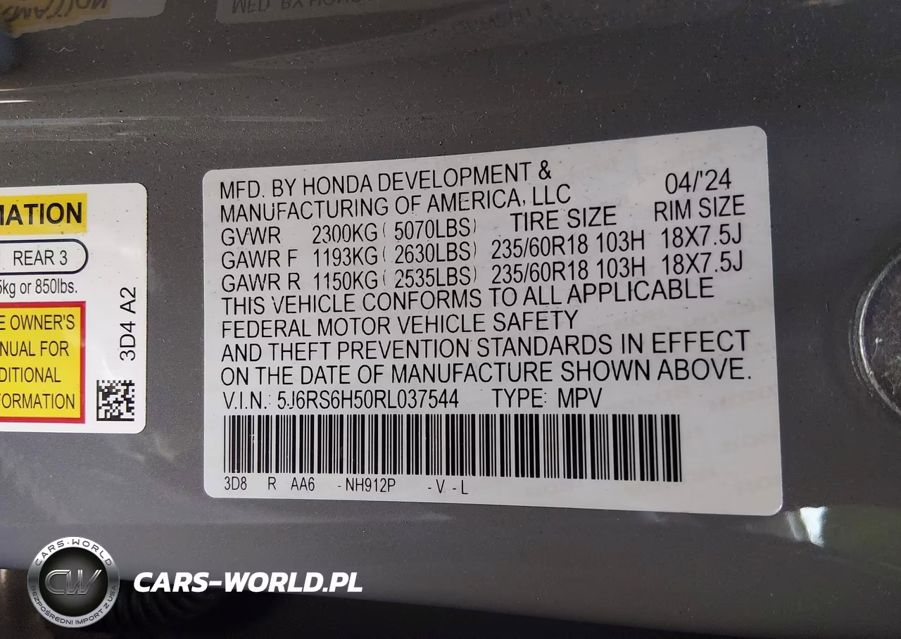 2024 Honda Cr-V Hybrid Sport VIN:5J6RS6H50RL037544 - 9