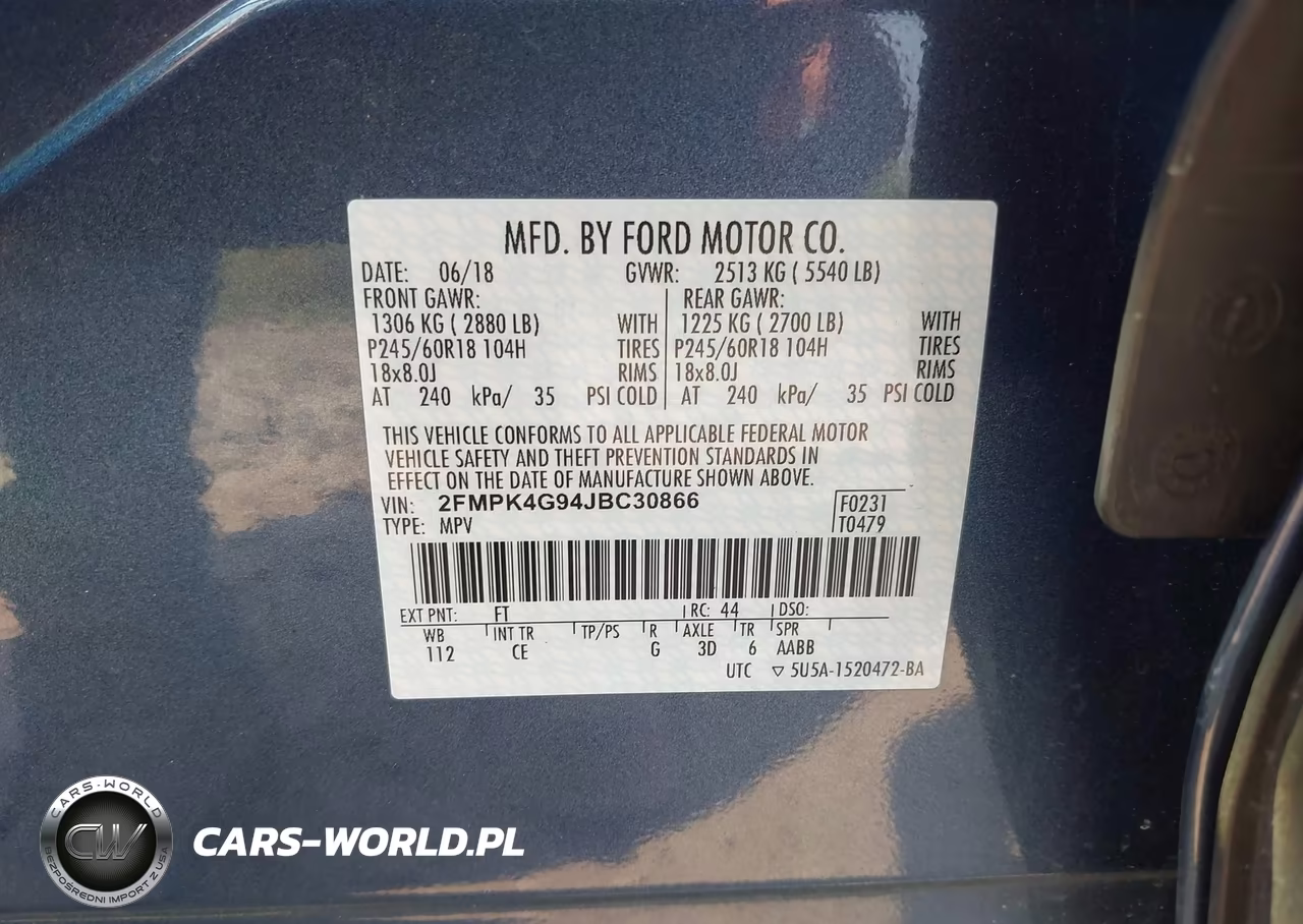 2018 Ford Edge Se VIN:2FMPK4G94JBC30866 - 9