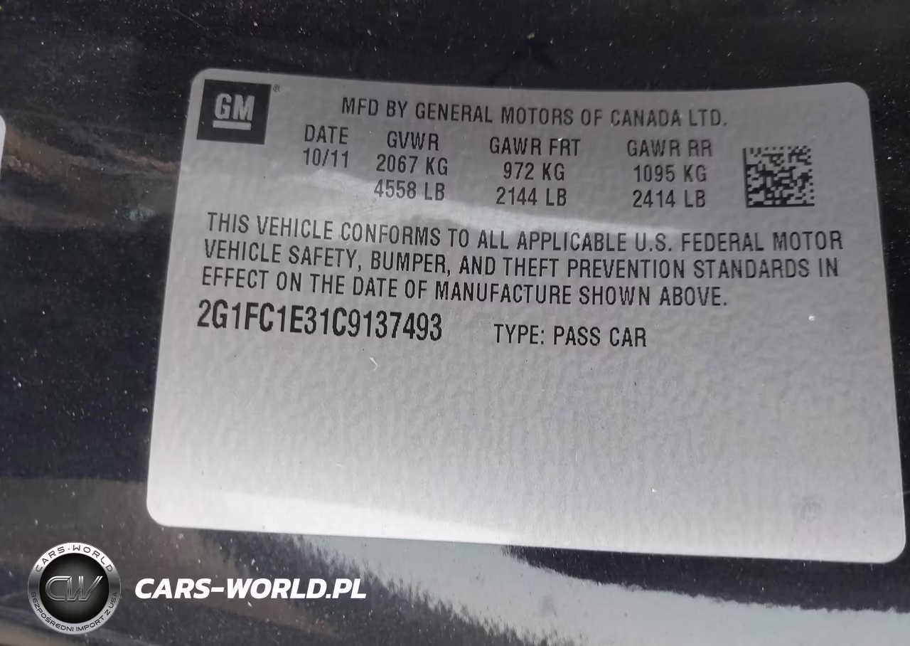 2012 Chevrolet Camaro 2Lt VIN:2G1FC1E31C9137493 - 9
