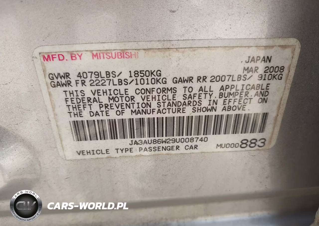 2009 Mitsubishi Lancer Gts VIN:JA3AU86W29U008740 - 9