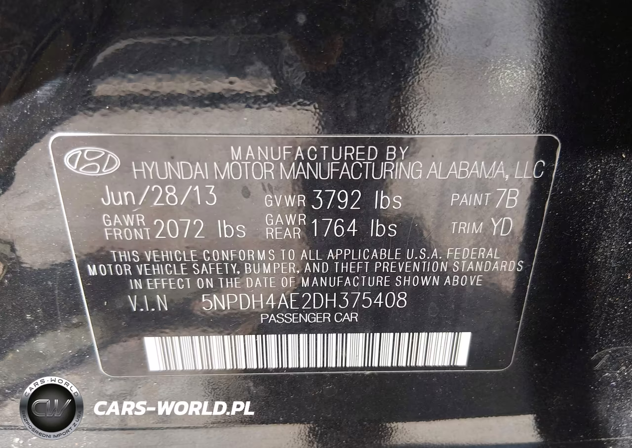 2013 Hyundai Elantra Gls VIN:5NPDH4AE2DH375408 - 9