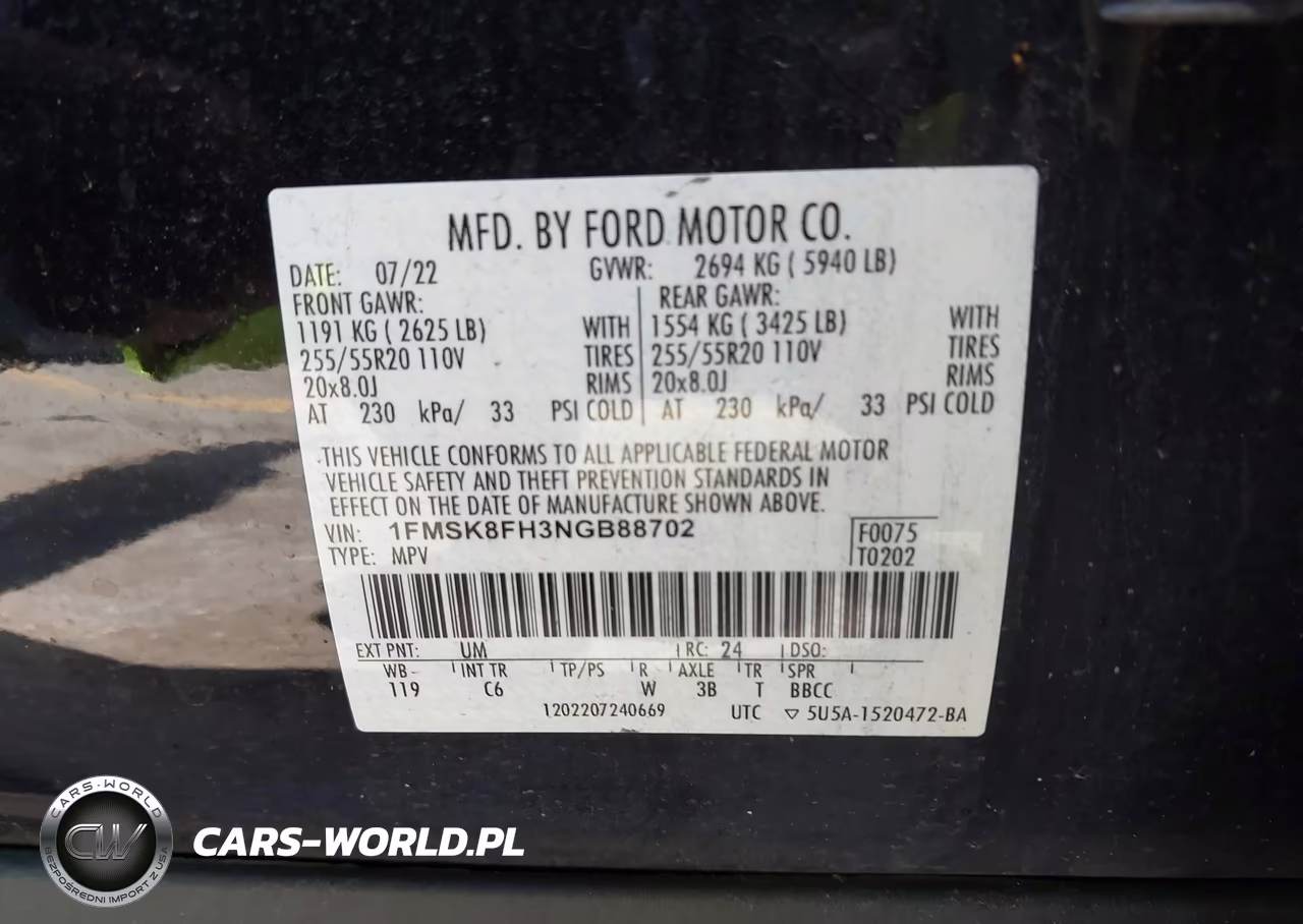 2022 Ford Explorer Limited VIN:1FMSK8FH3NGB88702 - 9
