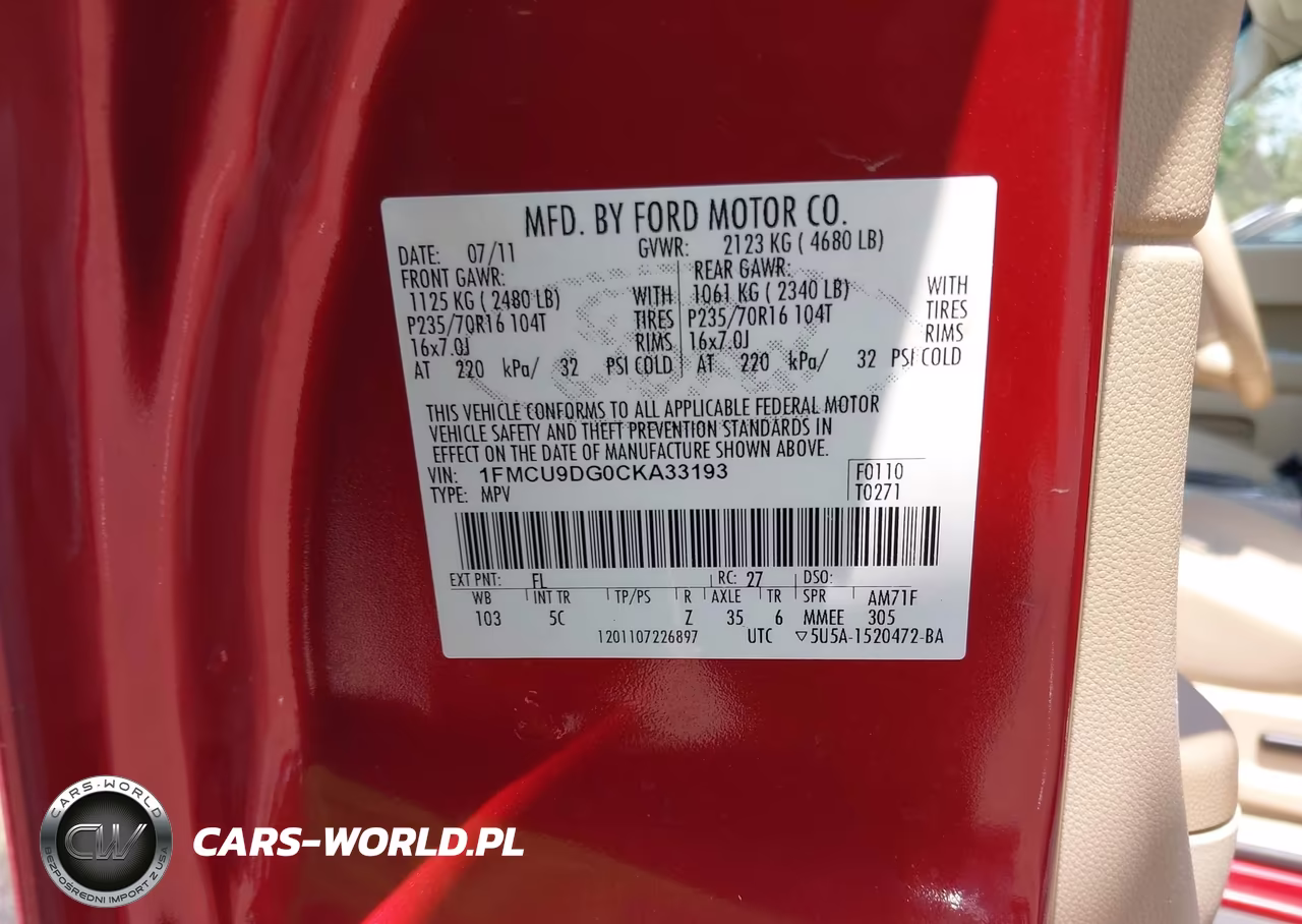2012 Ford Escape Xlt VIN:1FMCU9DG0CKA33193 - 9