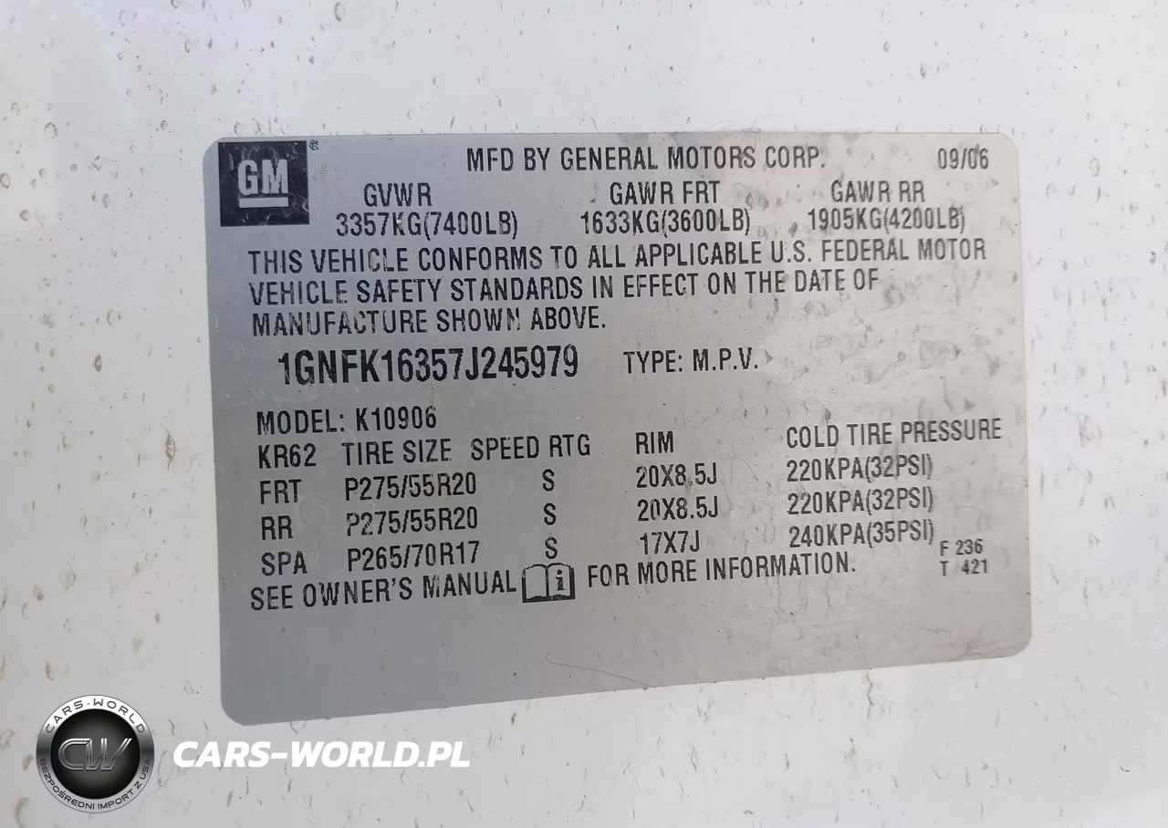 2007 Chevrolet Suburban 1500 Lt VIN:1GNFK16357J245979 - 9