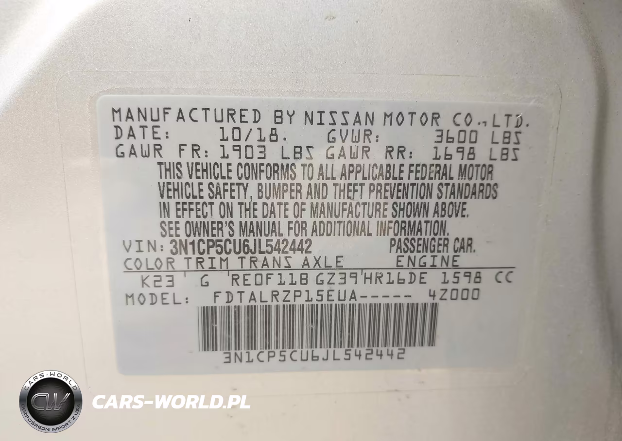 2018 Nissan Kicks S VIN:3N1CP5CU6JL542442 - 9