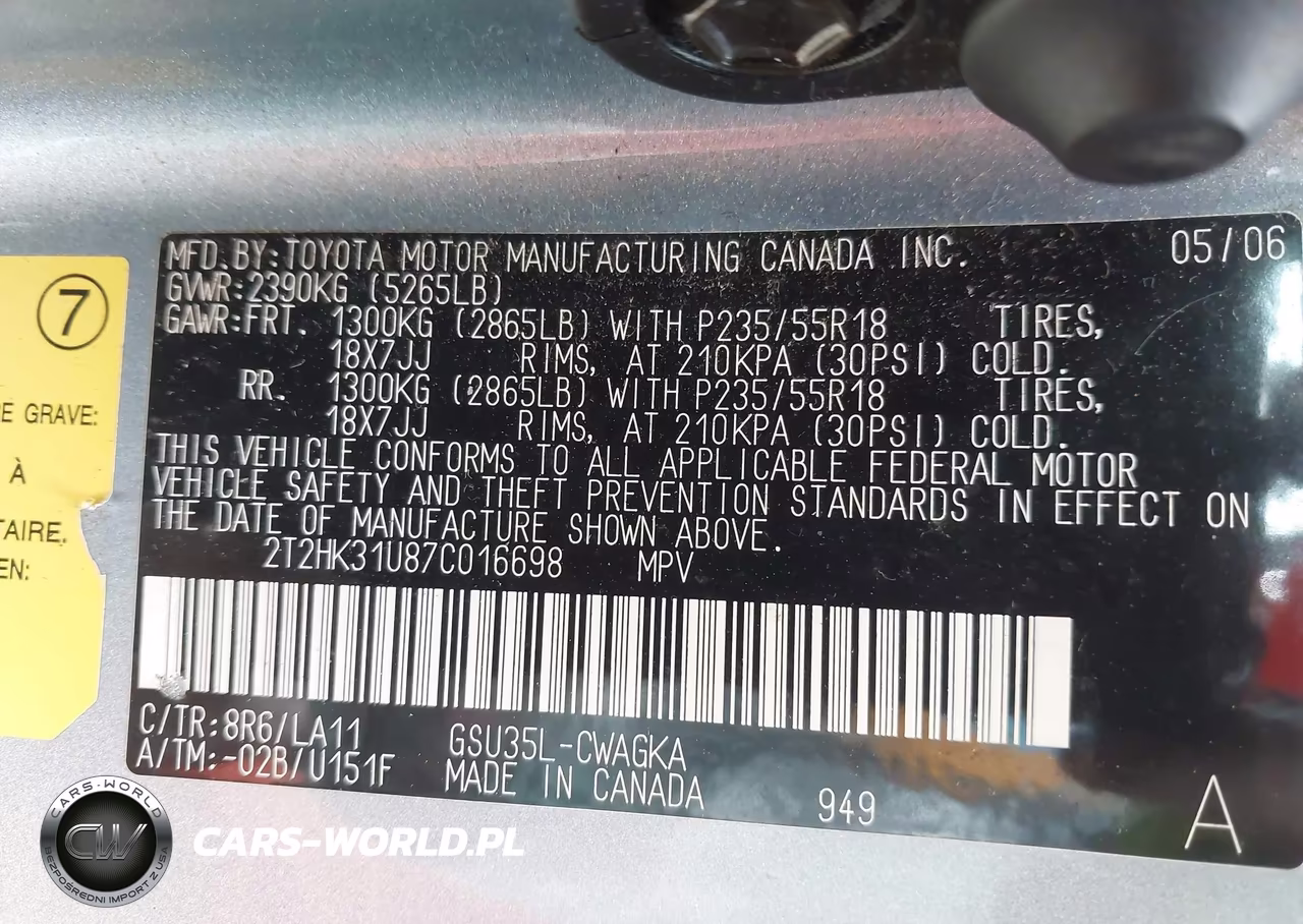 2007 Lexus Rx 350 VIN:2T2HK31U87C016698 - 9