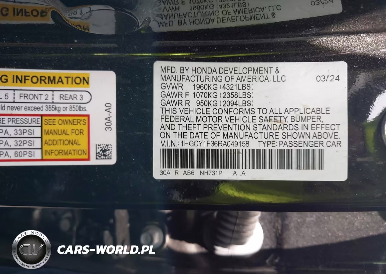 2024 Honda Accord Ex VIN:1HGCY1F36RA049158 - 9