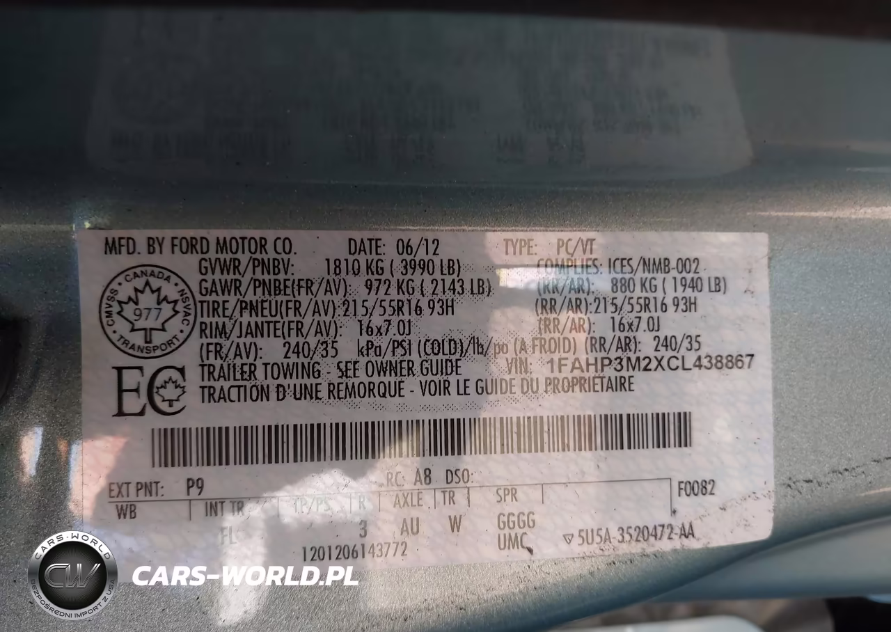 2012 Ford Focus Sel VIN:1FAHP3M2XCL438867 - 9