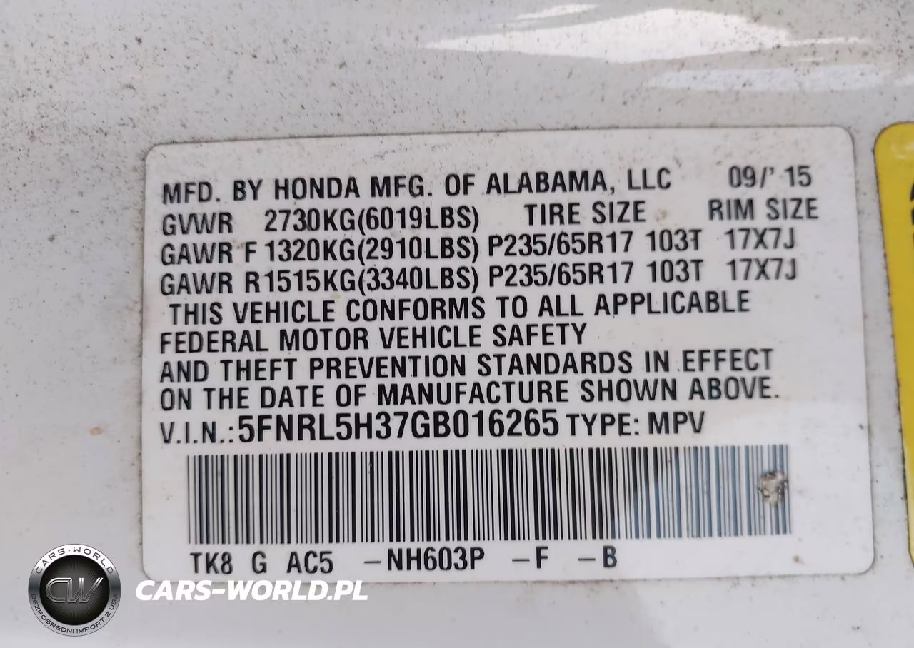 2016 Honda Odyssey Se VIN:5FNRL5H37GB016265 - 9