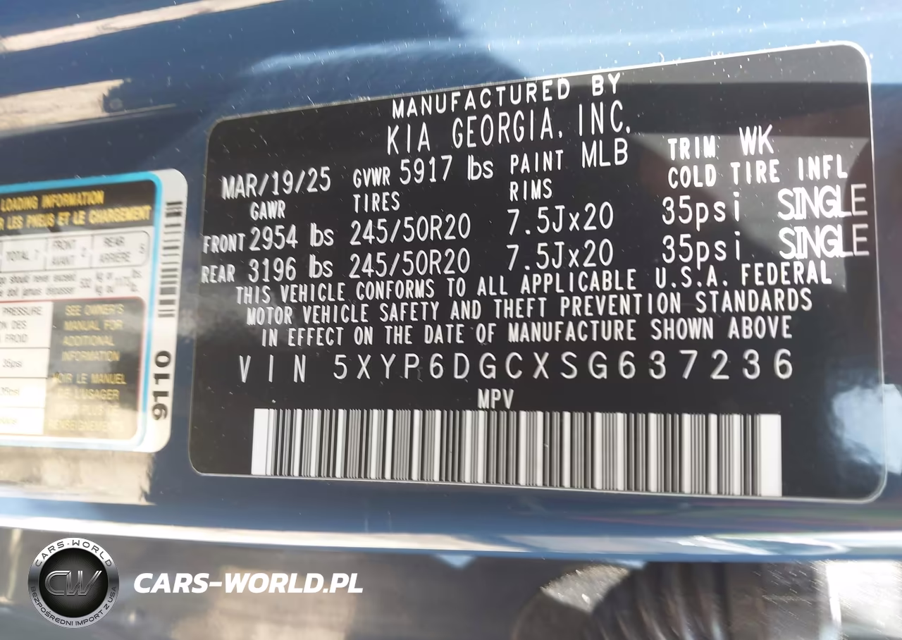 2025 Kia Telluride S VIN:5XYP6DGCXSG637236 - 9