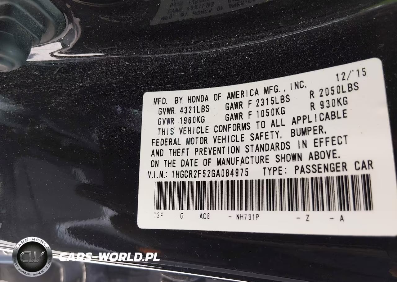2016 Honda Accord Sport VIN:1HGCR2F52GA084975 - 9