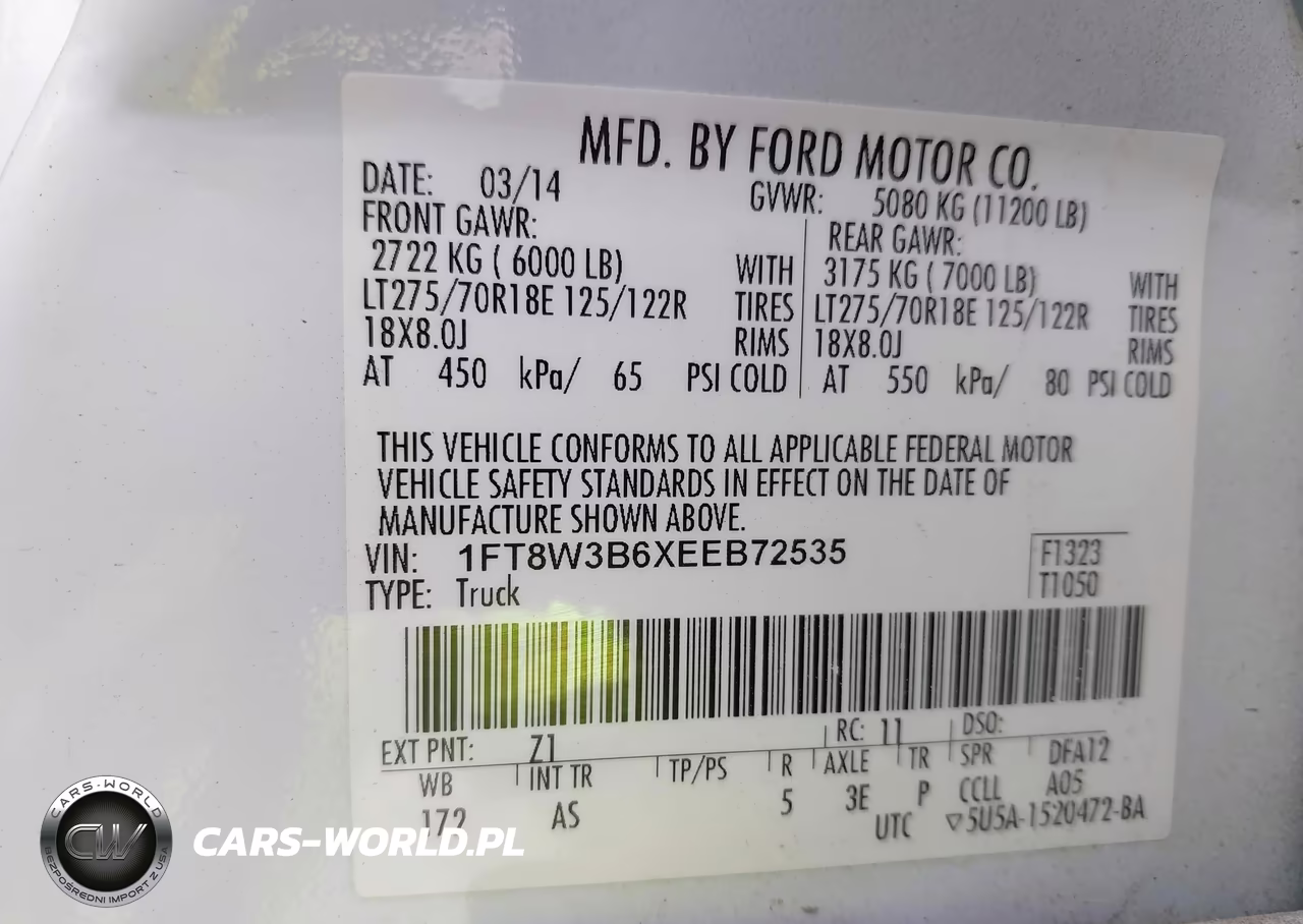 FORD F350 SUPER VIN:1FT8W3B6XEEB72535 - 8