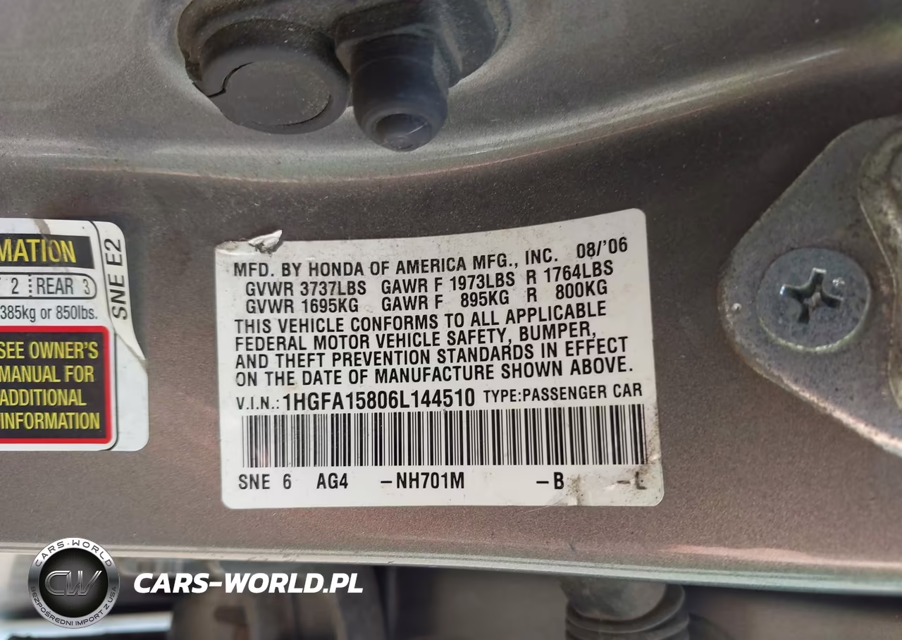2006 Honda Civic Ex VIN:1HGFA15806L144510 - 9