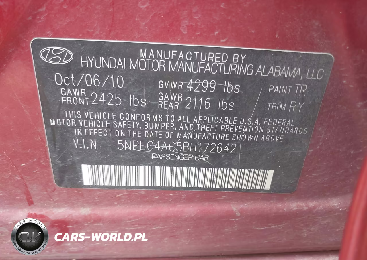 2011 Hyundai Sonata Se VIN:5NPEC4AC5BH172642 - 9