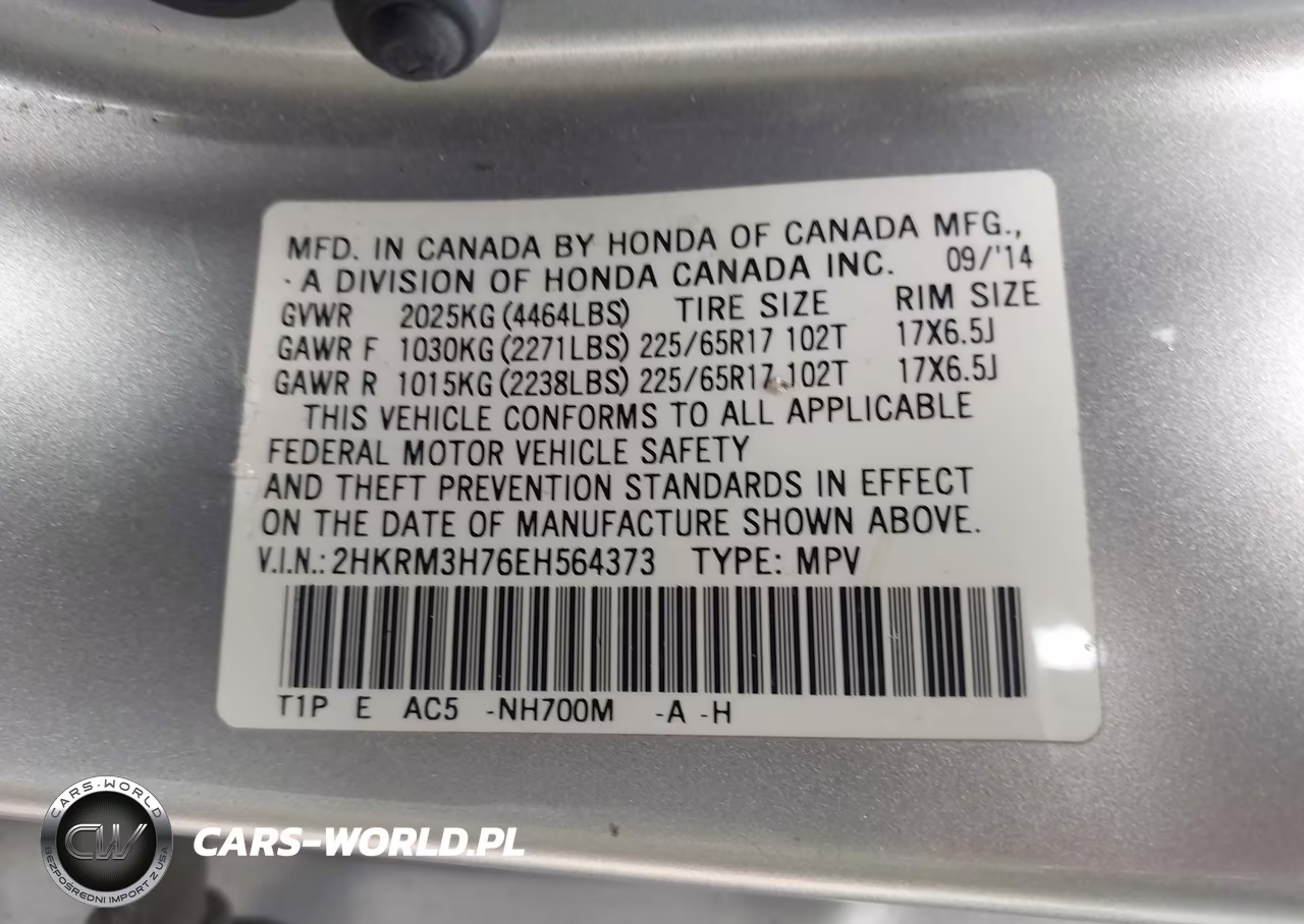 2014 Honda Cr-V Ex-L VIN:2HKRM3H76EH564373 - 9