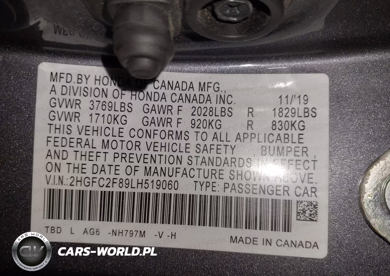 2020 Honda Civic Sport VIN:2HGFC2F89LH519060 - 9