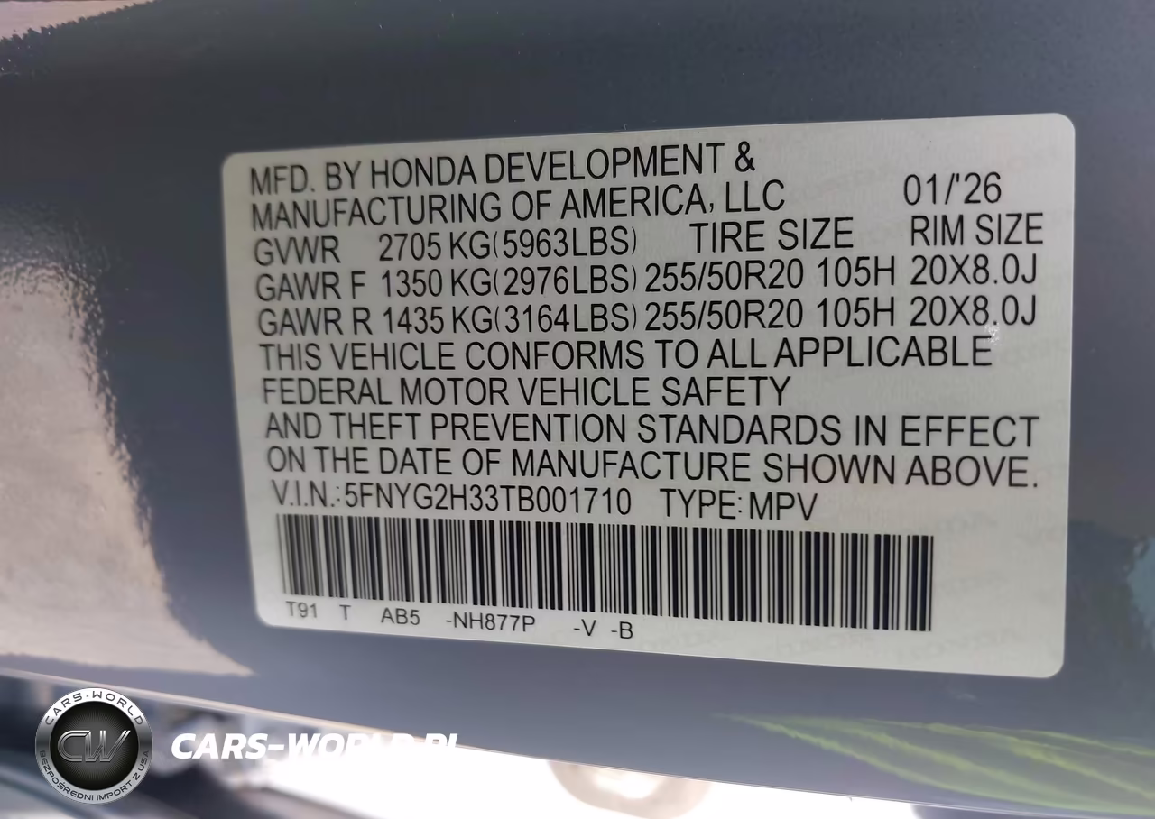 2026 Honda Pilot Sport VIN:5FNYG2H33TB001710 - 9