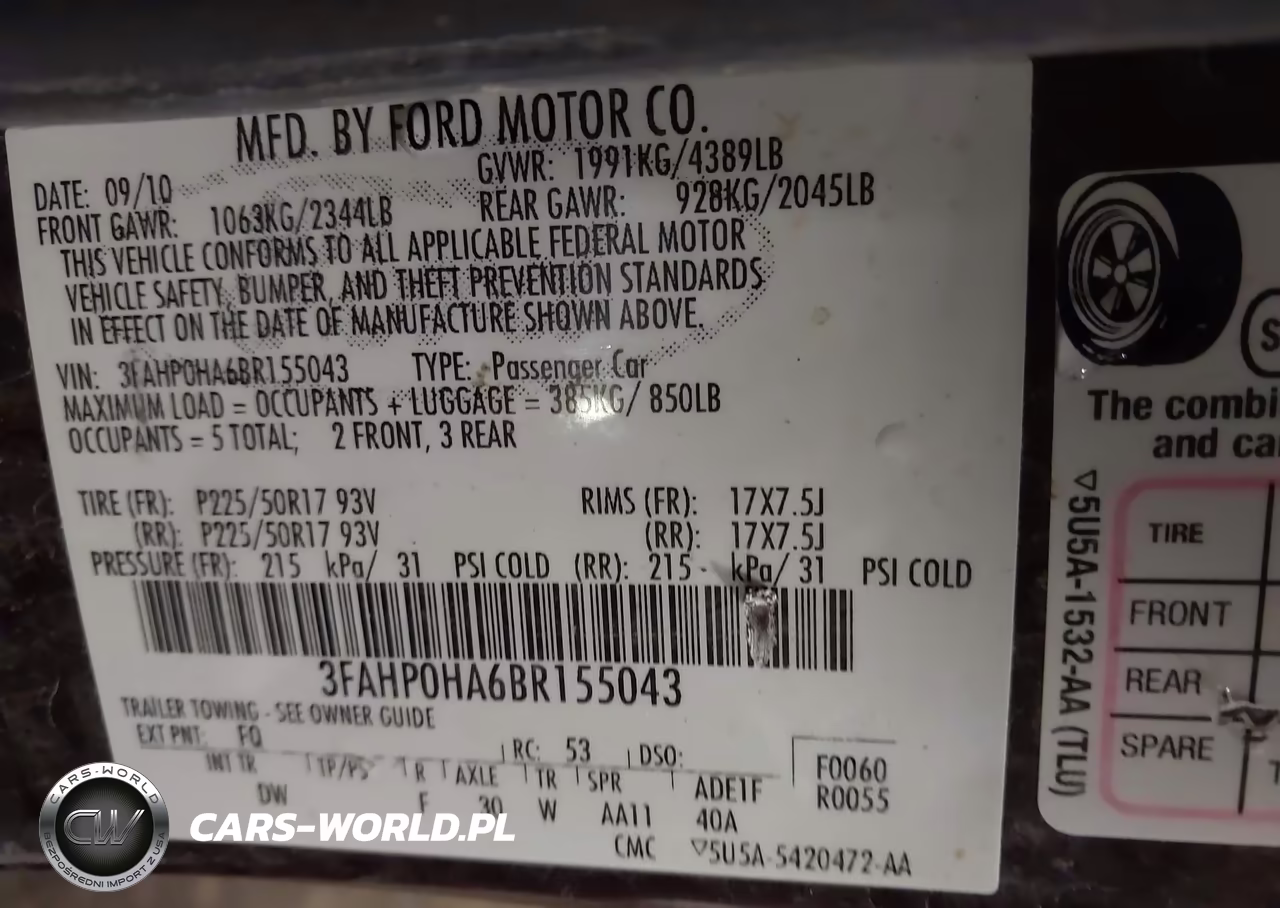 2011 Ford Fusion Se VIN:3FAHP0HA6BR155043 - 9