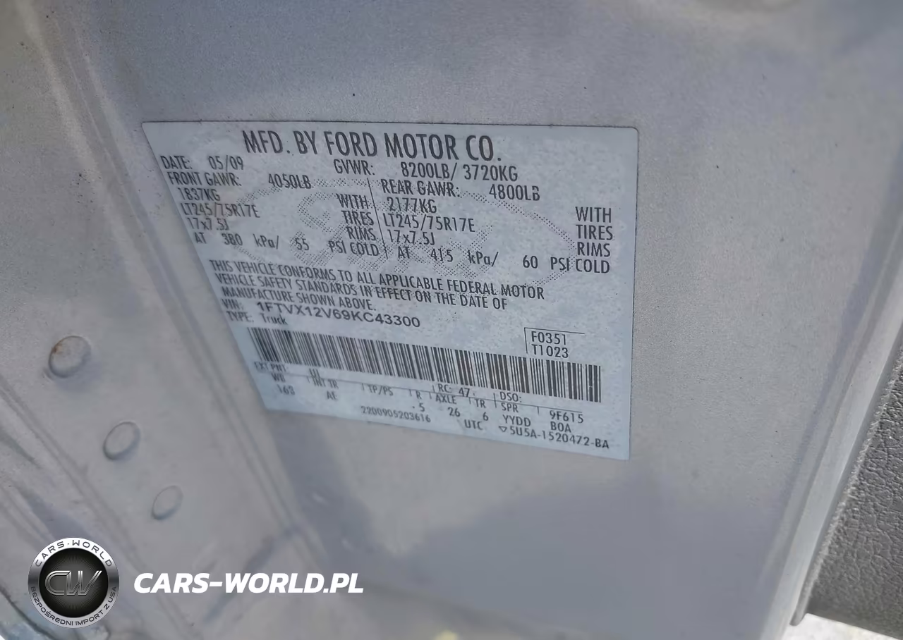 2009 Ford F-150 Xl-Xl W-Midbox Prep-Xlt-Xlt W-Midbox Prep VIN:1FTVX12V69KC43300 - 9