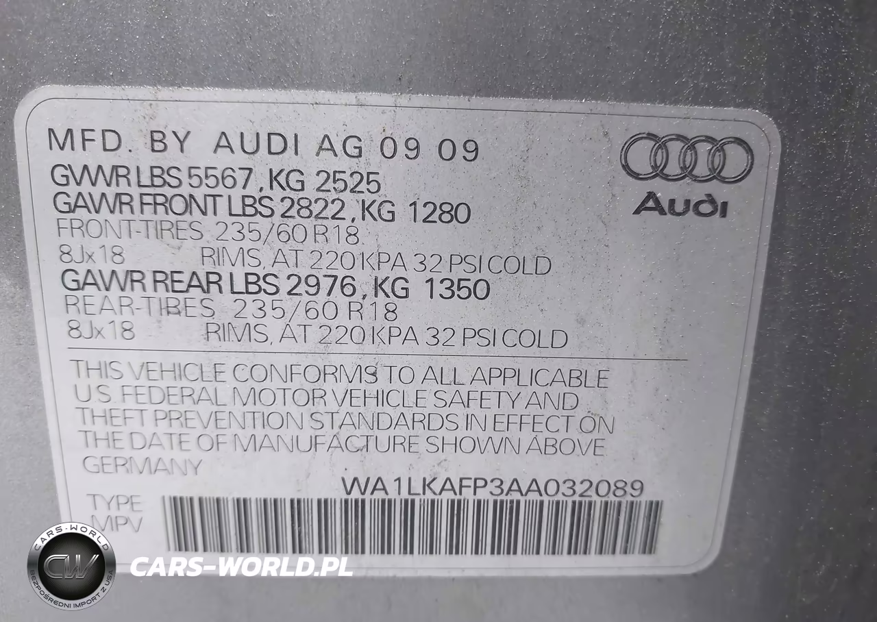 2010 Audi Q5 3.2 Premium VIN:WA1LKAFP3AA032089 - 9