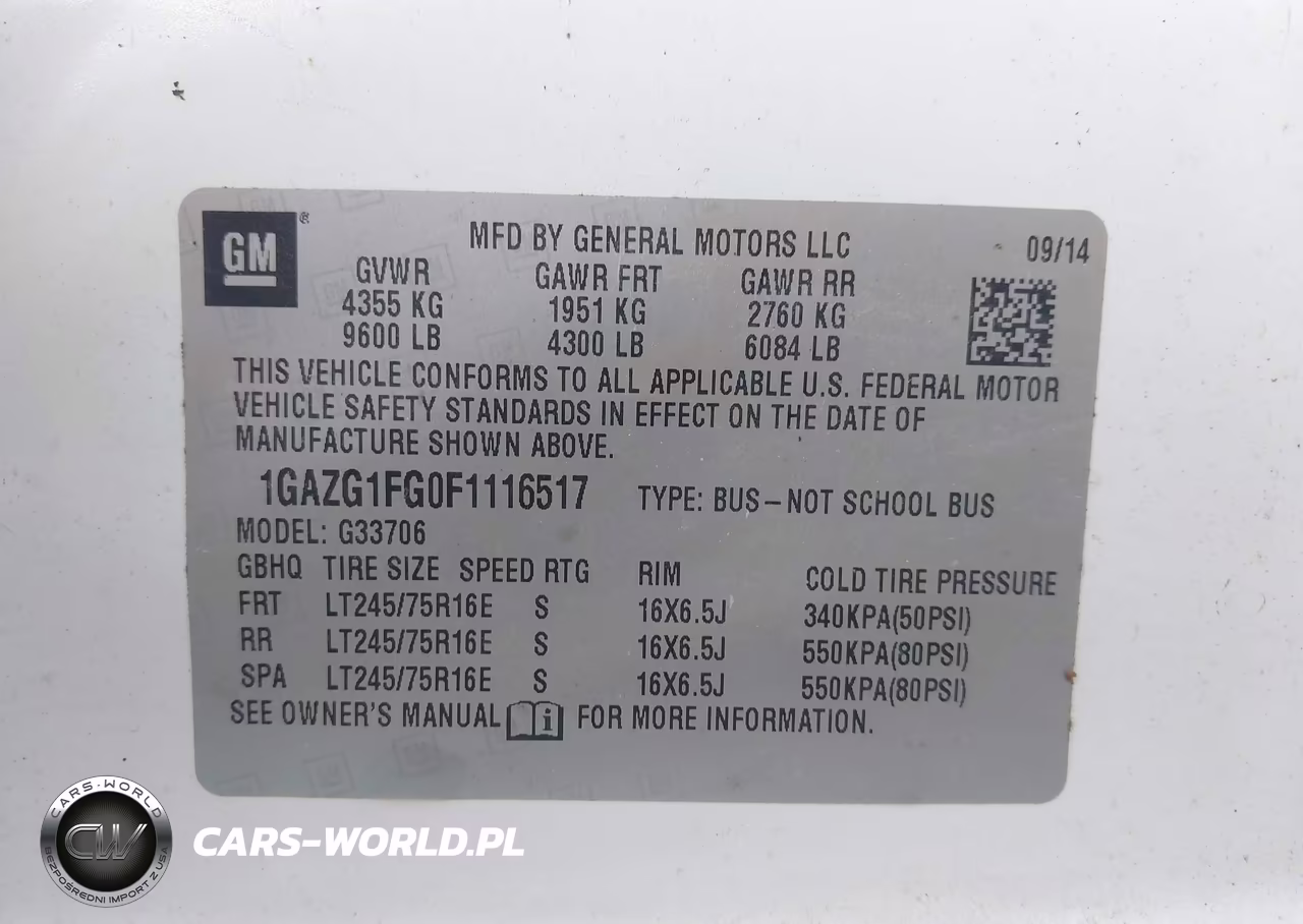 2015 Chevrolet Express 3500 Lt VIN:1GAZG1FG0F1116517 - 9