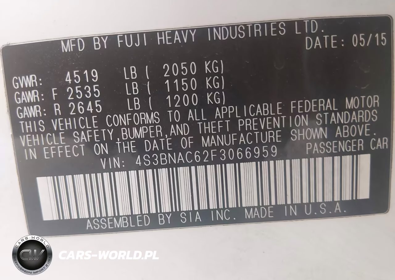 2015 Subaru Legacy 2.5I Premium VIN:4S3BNAC62F3066959 - 9