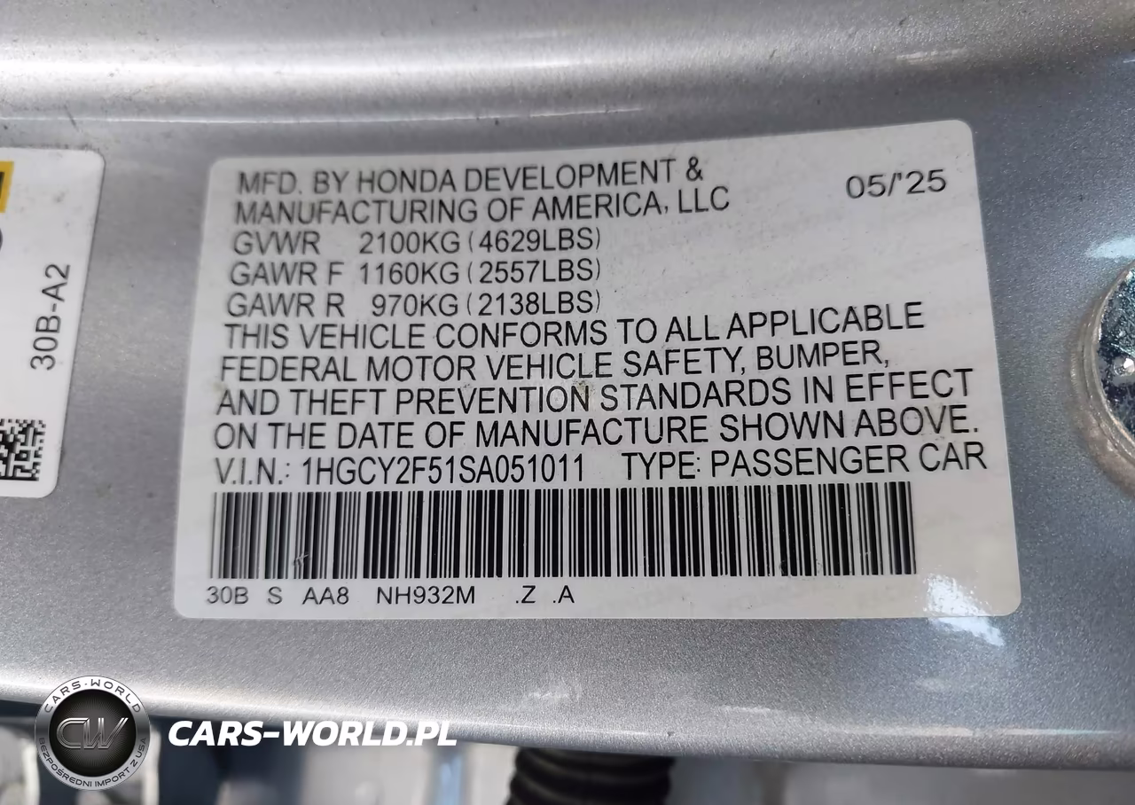 2025 Honda Accord Hybrid Sport VIN:1HGCY2F51SA051011 - 9