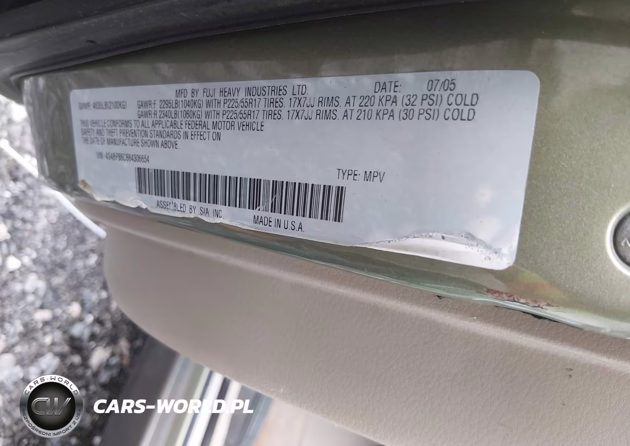 2006 Subaru Outback 3.0R L.l. Bean Edition VIN:4S4BP86C664306654 - 9