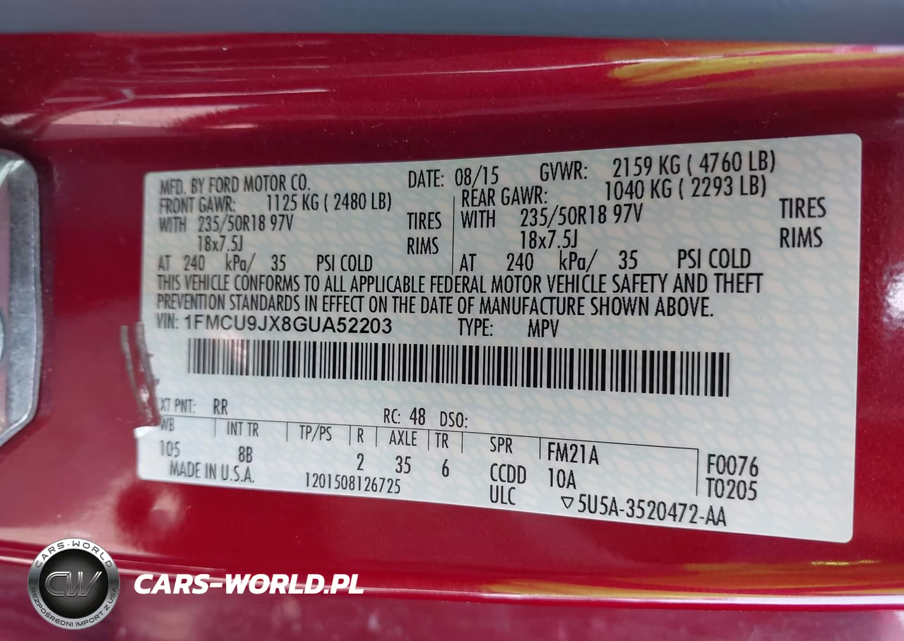 2016 Ford Escape Titanium VIN:1FMCU9JX8GUA52203 - 9