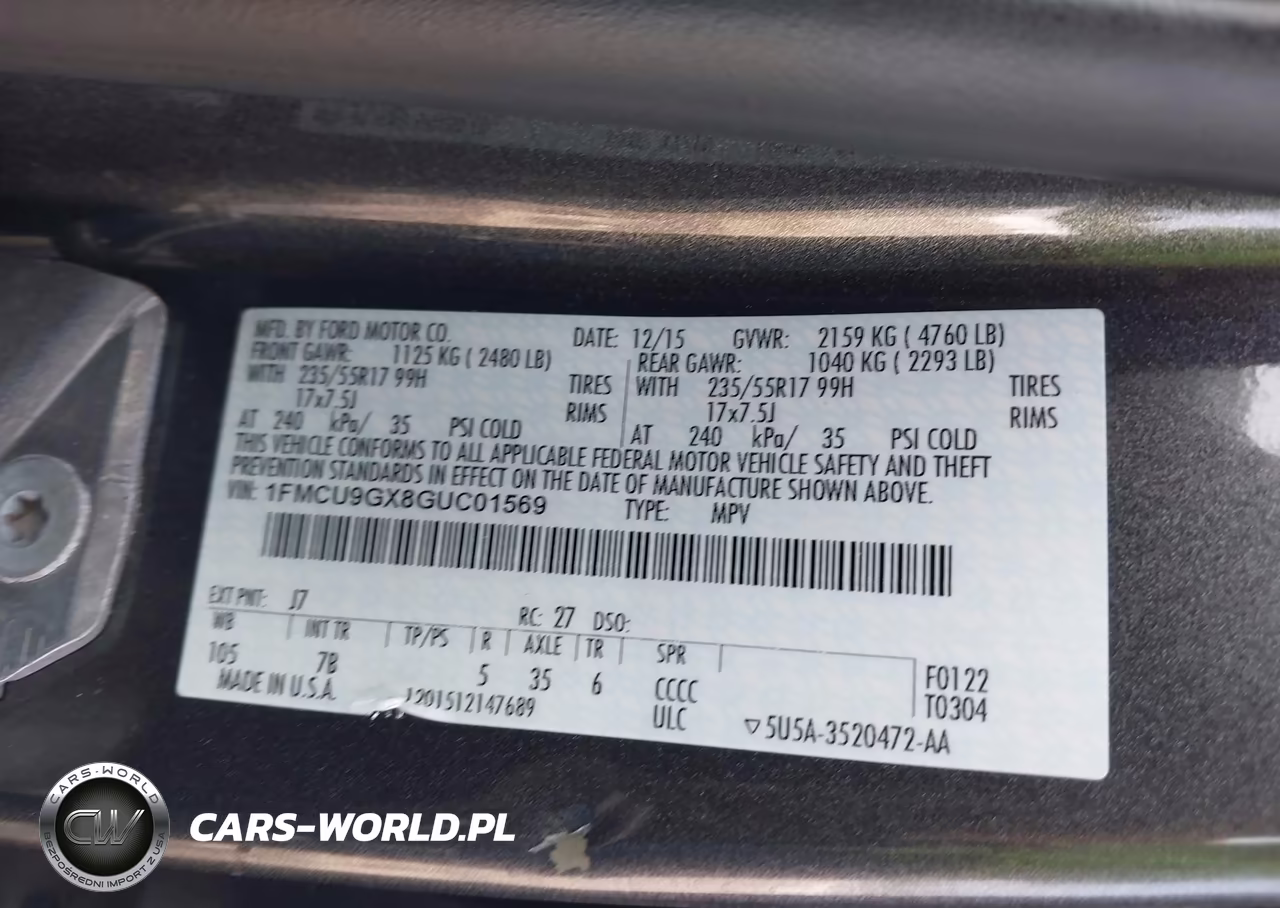 2016 Ford Escape Se VIN:1FMCU9GX8GUC01569 - 9