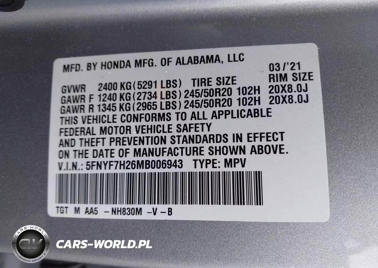 2021 Honda Passport 2Wd Sport VIN:5FNYF7H26MB006943 - 9
