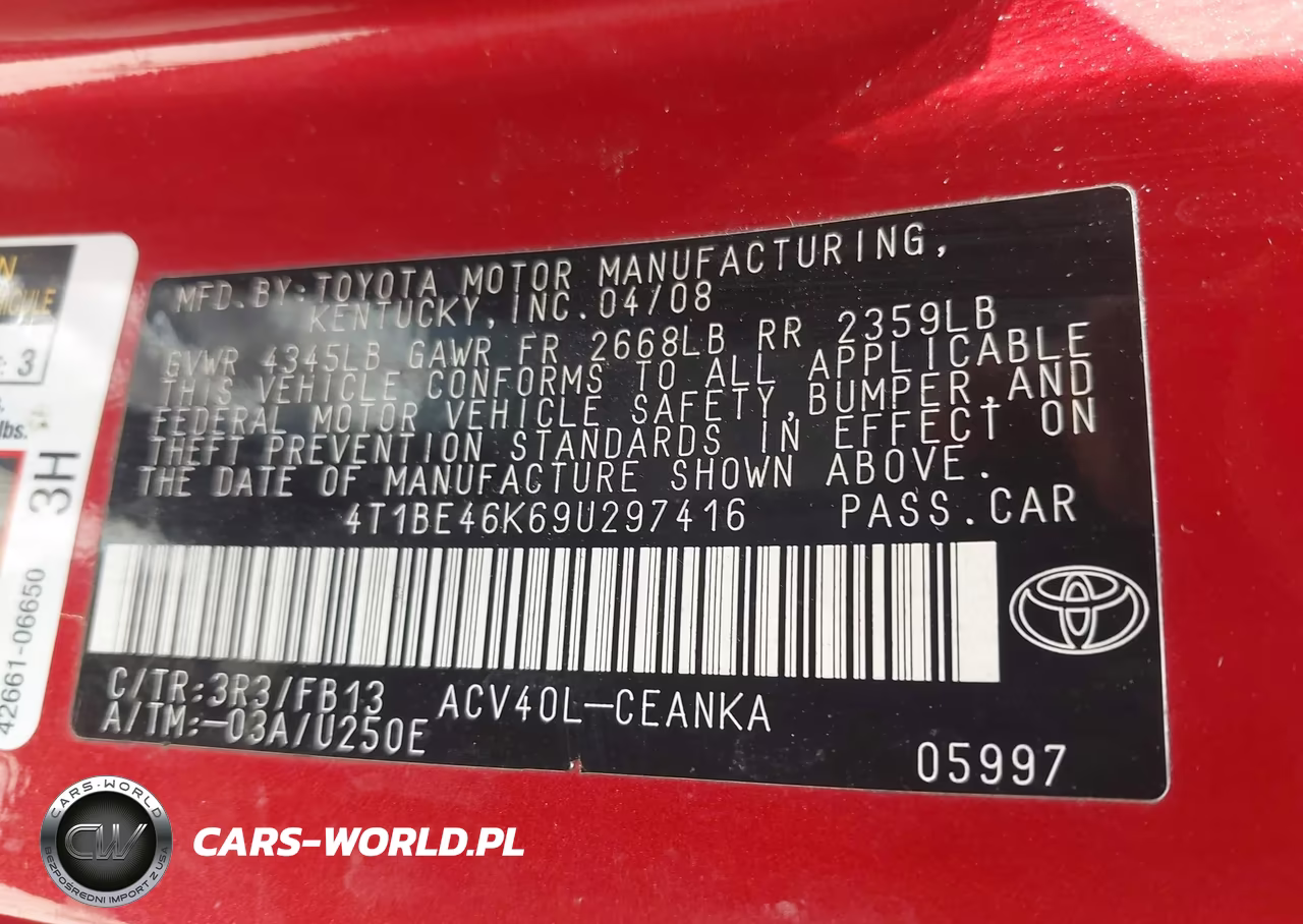 2009 Toyota Camry Le VIN:4T1BE46K69U297416 - 9