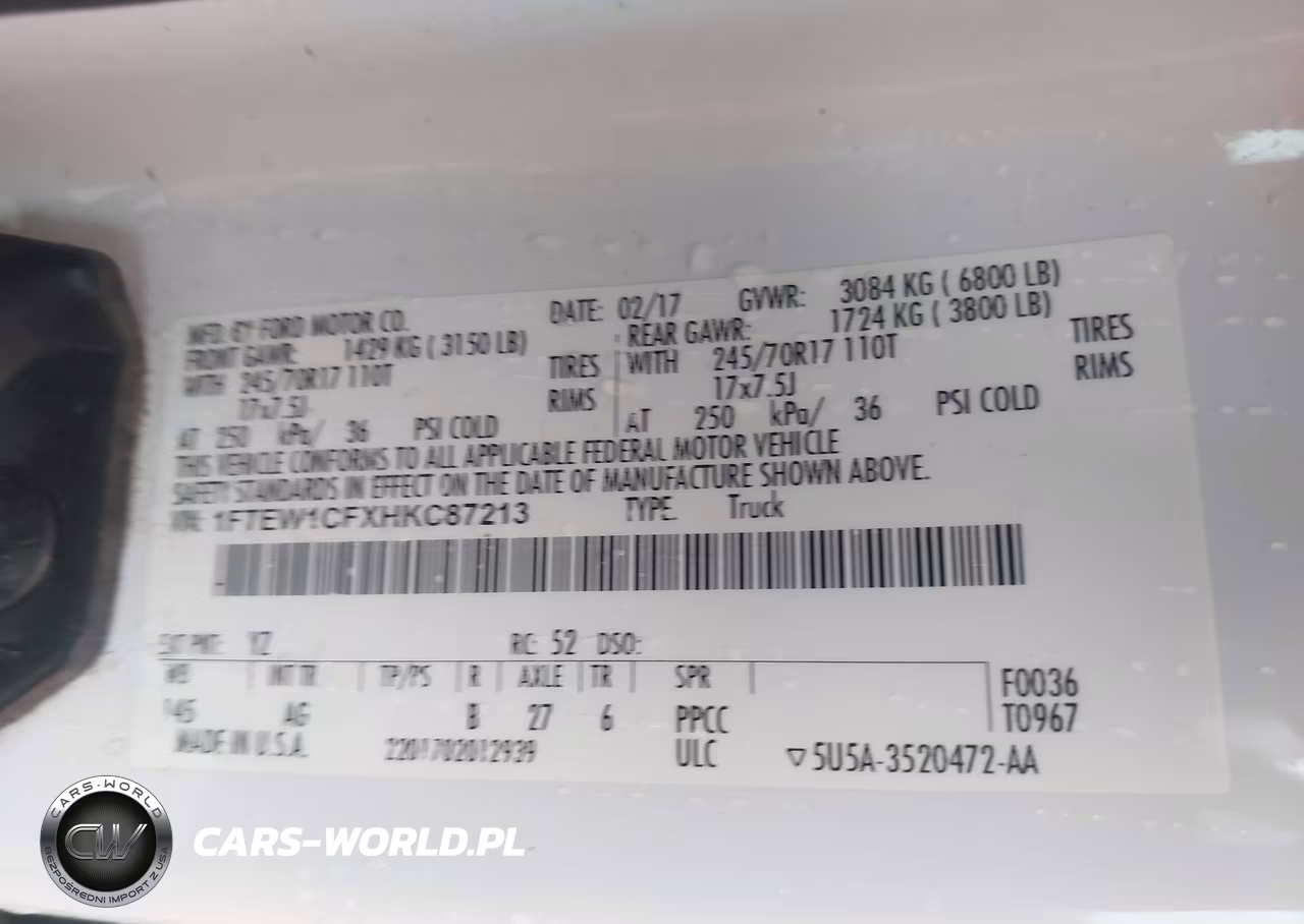 2017 Ford F-150 Xl VIN:1FTEW1CFXHKC87213 - 9
