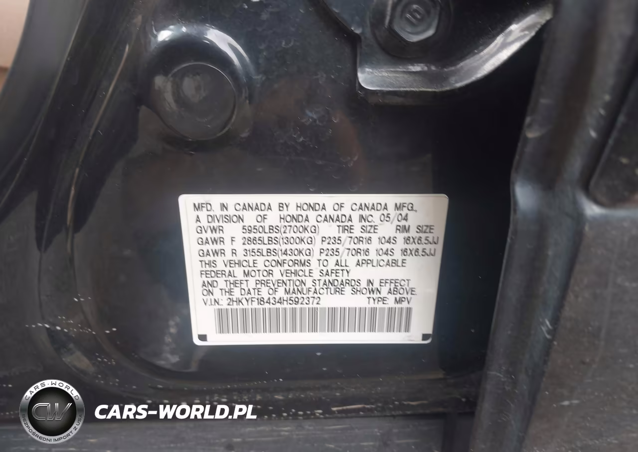2004 Honda Pilot Ex VIN:2HKYF18434H592372 - 9