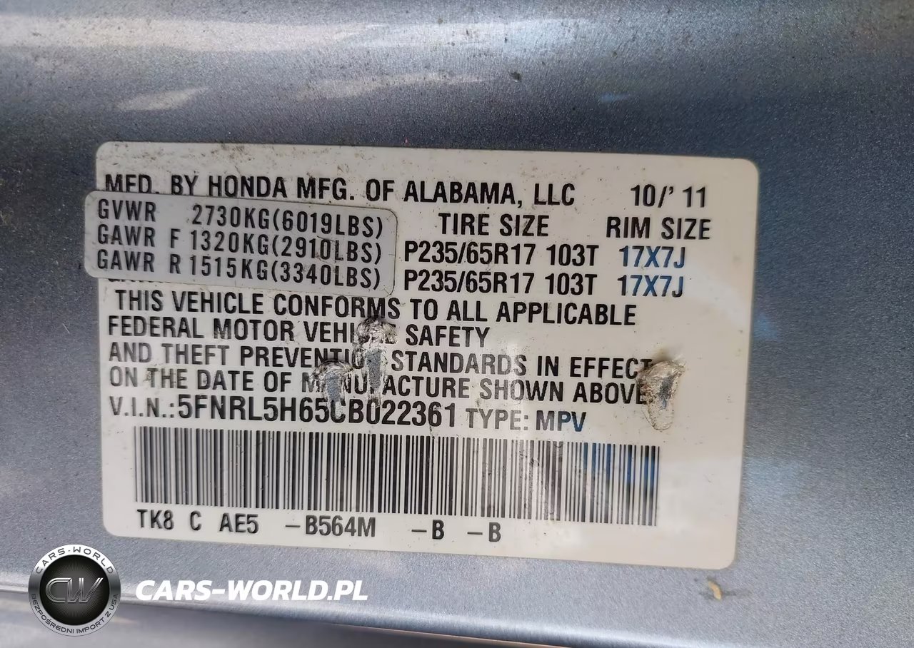 2012 Honda Odyssey Ex-L VIN:5FNRL5H65CB022361 - 9