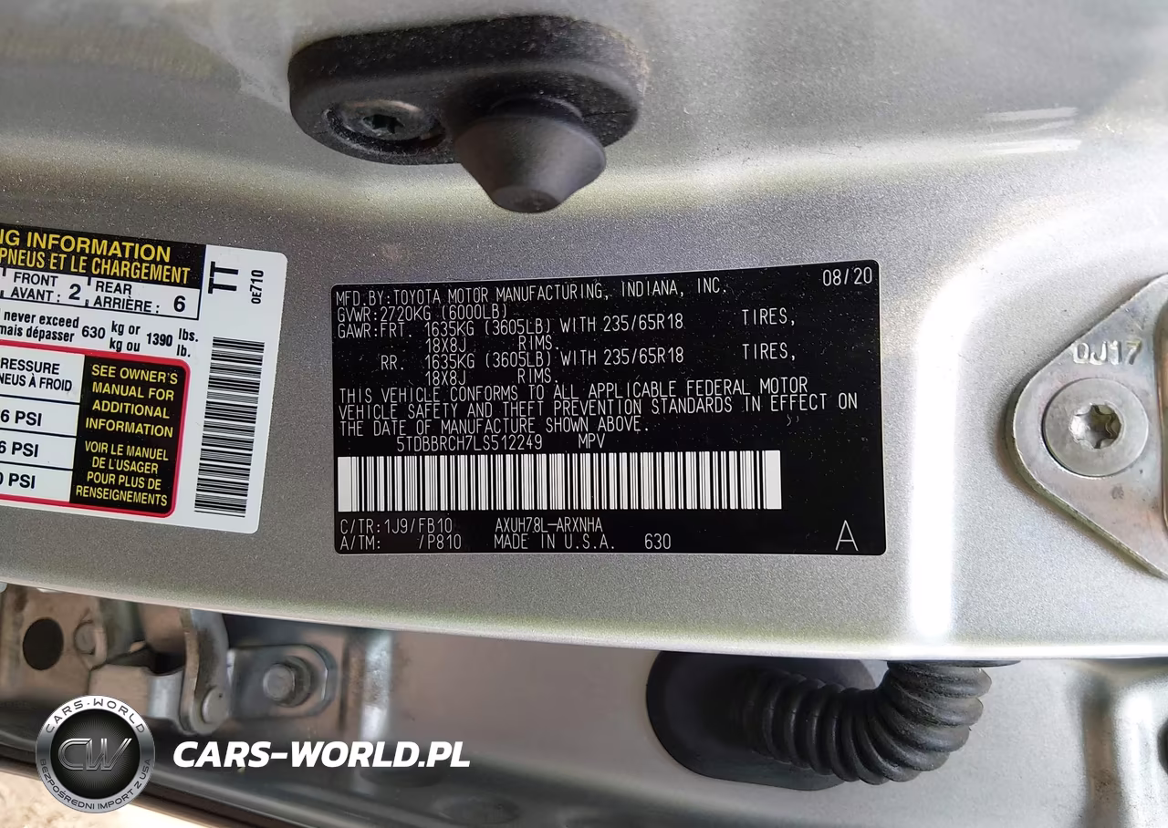 2020 Toyota Highlander Hybrid Le VIN:5TDBBRCH7LS512249 - 9