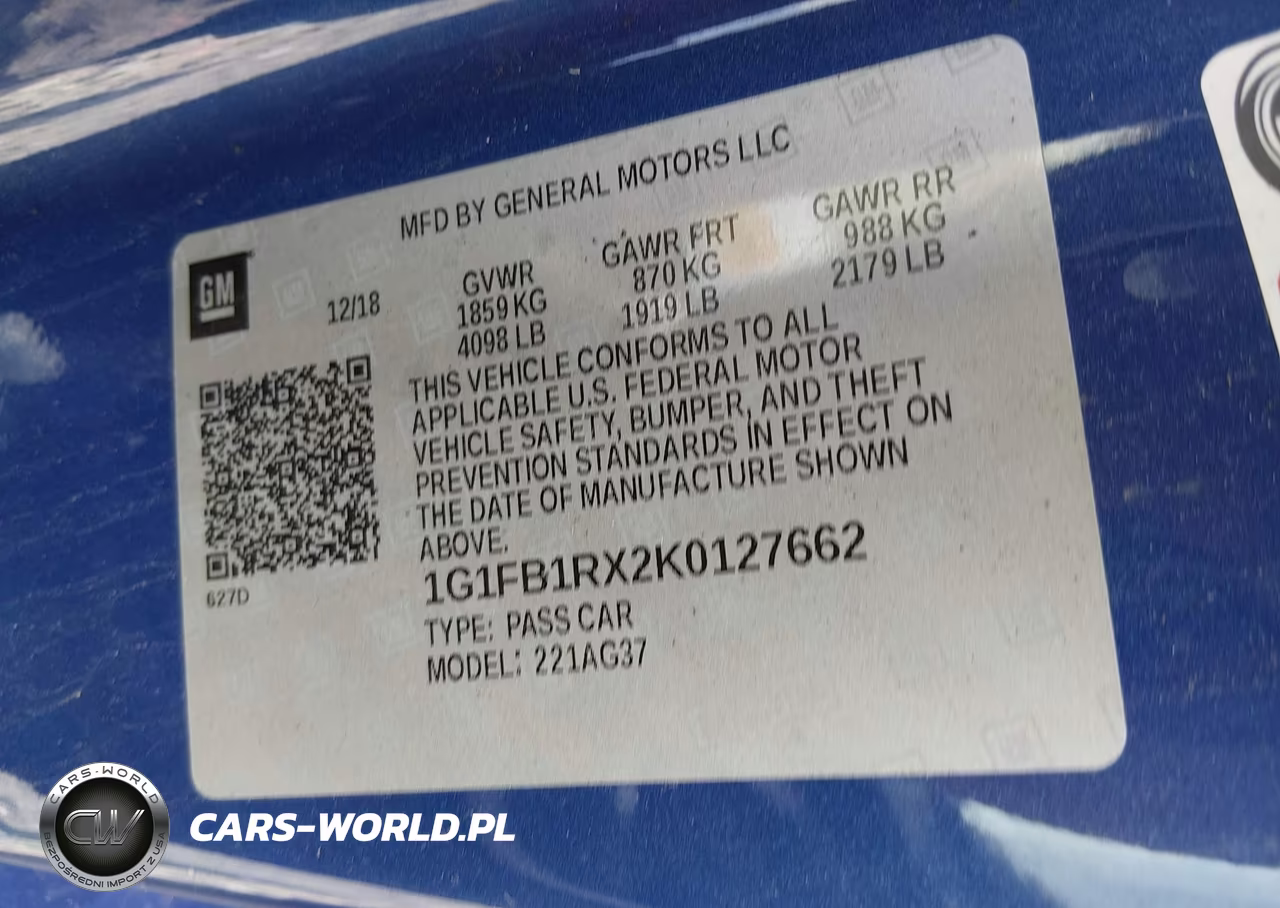 2019 Chevrolet Camaro 1Lt VIN:1G1FB1RX2K0127662 - 9