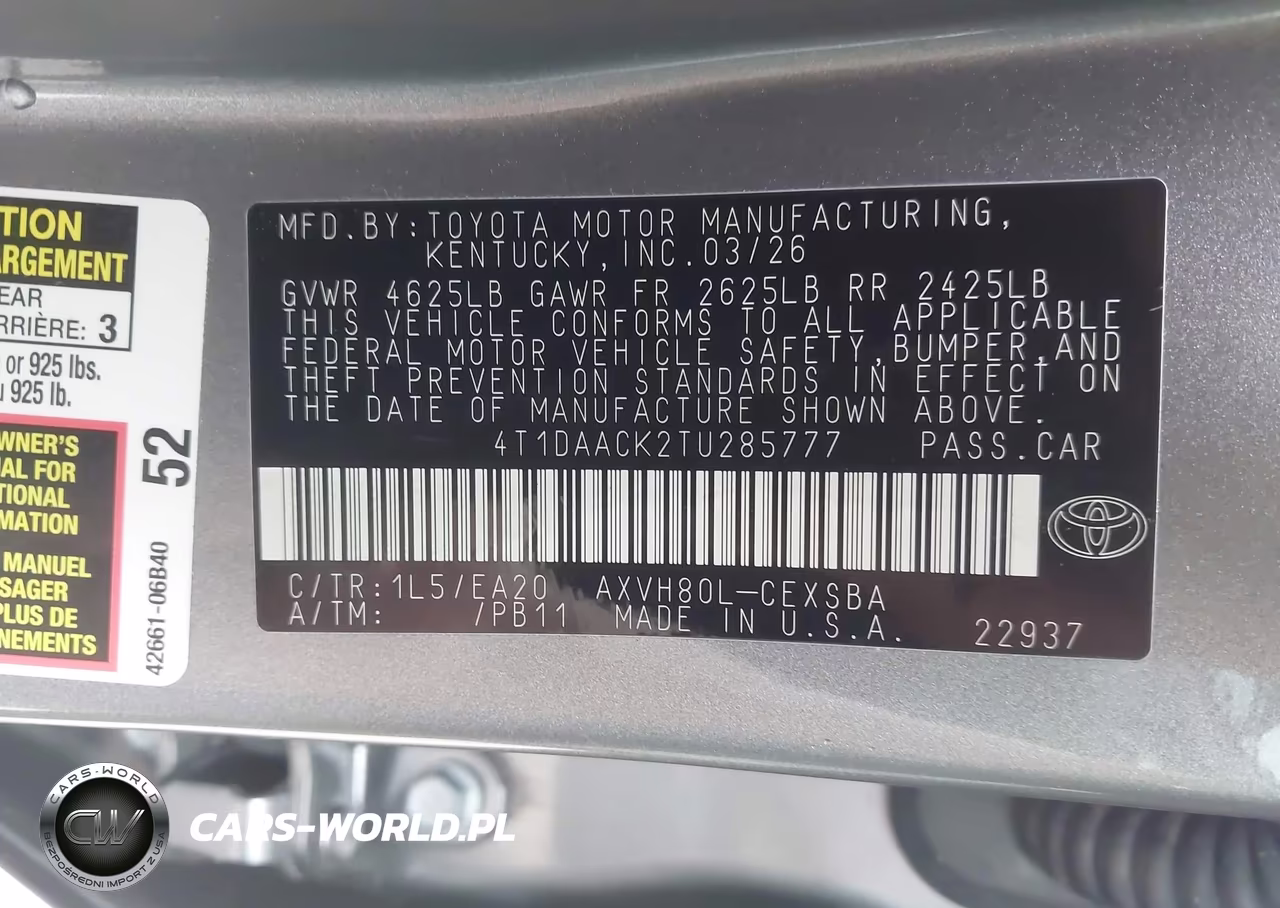 2026 Toyota Camry Se VIN:4T1DAACK2TU285777 - 9
