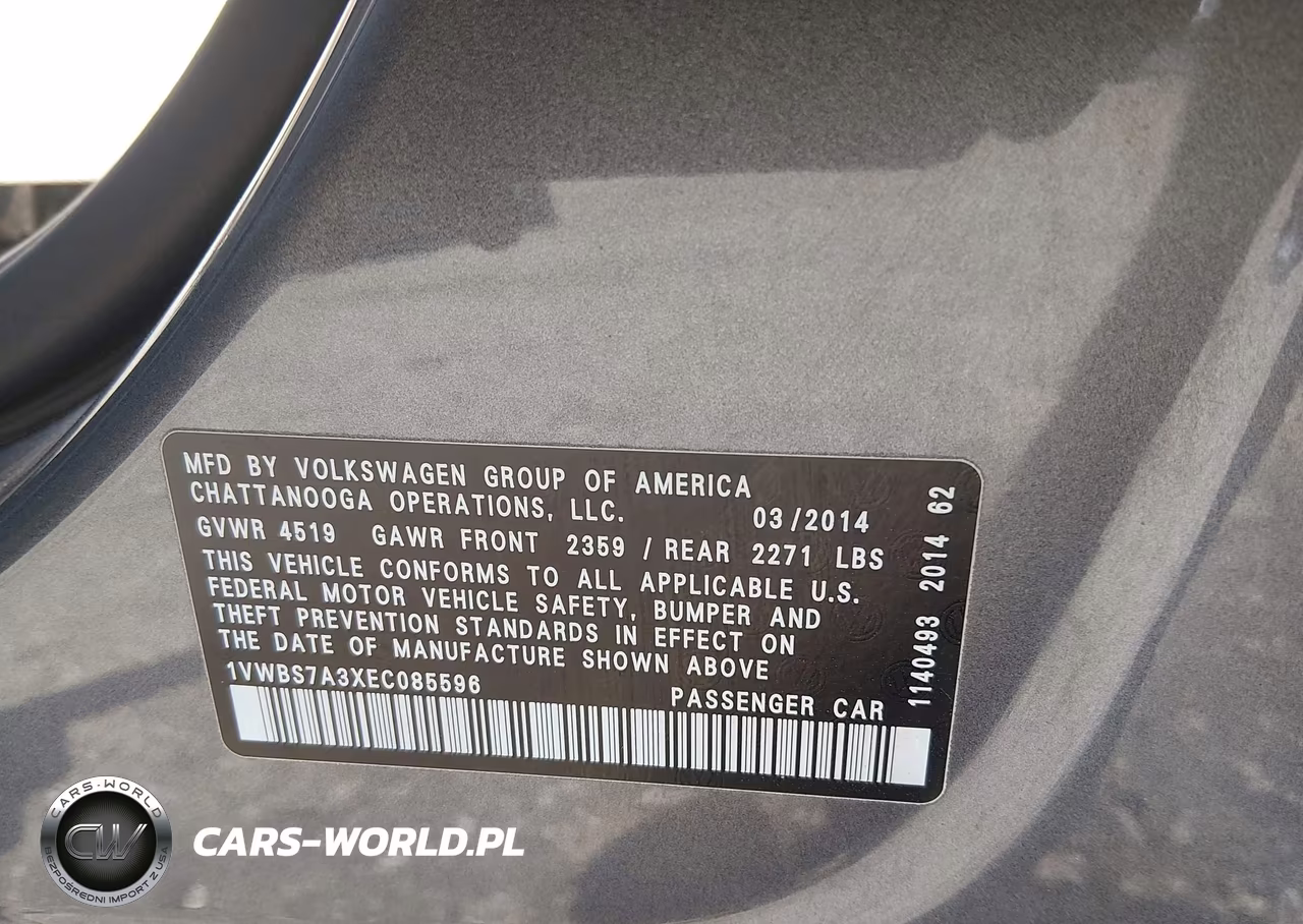 2014 Volkswagen Passat 1.8T Se VIN:1VWBS7A3XEC085596 - 9