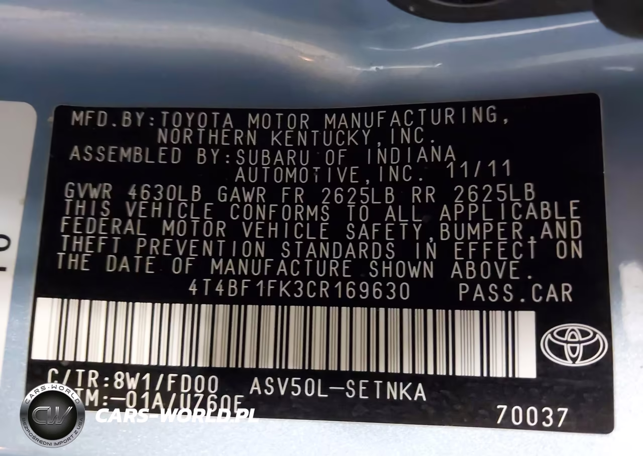 2012 Toyota Camry Le VIN:4T4BF1FK3CR169630 - 9