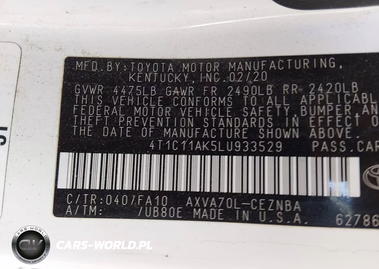 2020 Toyota Camry Le VIN:4T1C11AK5LU933529 - 9