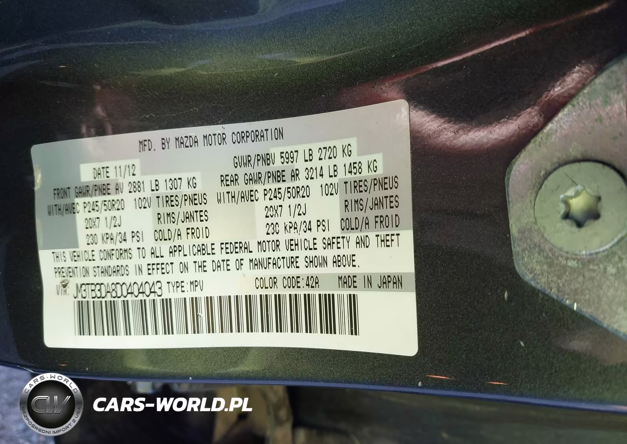 2013 Mazda Cx-9 Grand Touring VIN:JM3TB3DA8D0404043 - 9