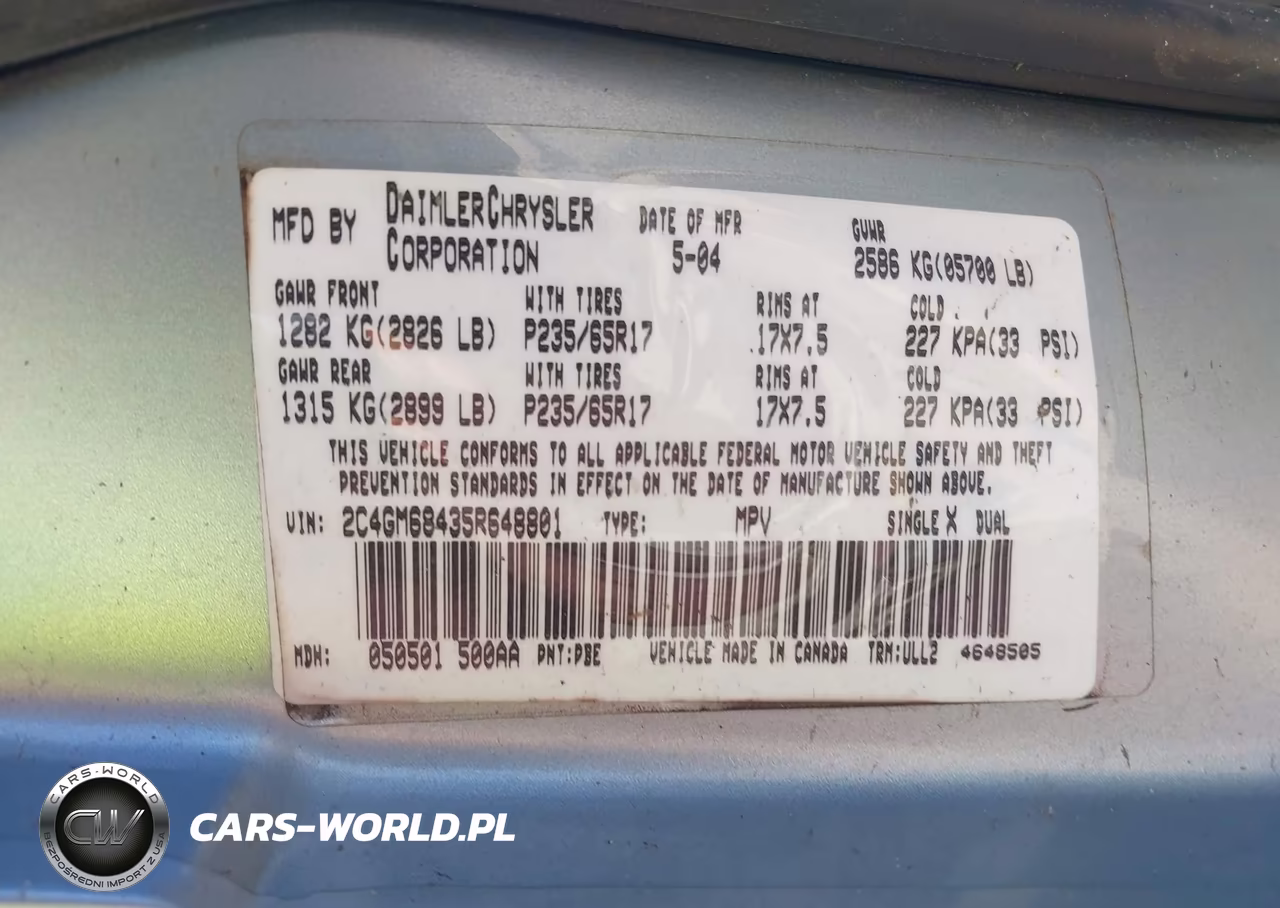 2005 Chrysler Pacifica Touring VIN:2C4GM68435R648801 - 9