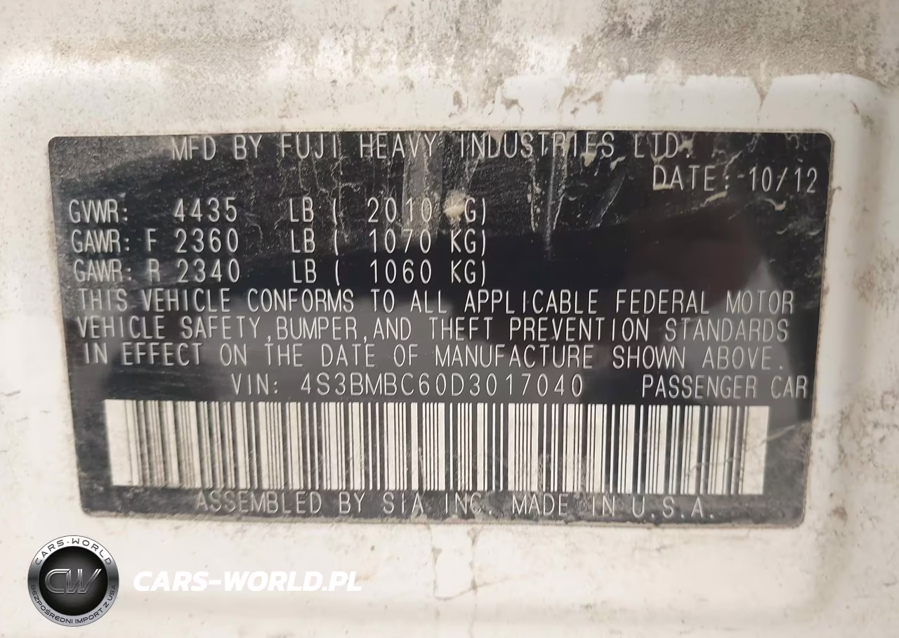 2013 Subaru Legacy 2.5I Premium VIN:4S3BMBC60D3017040 - 9